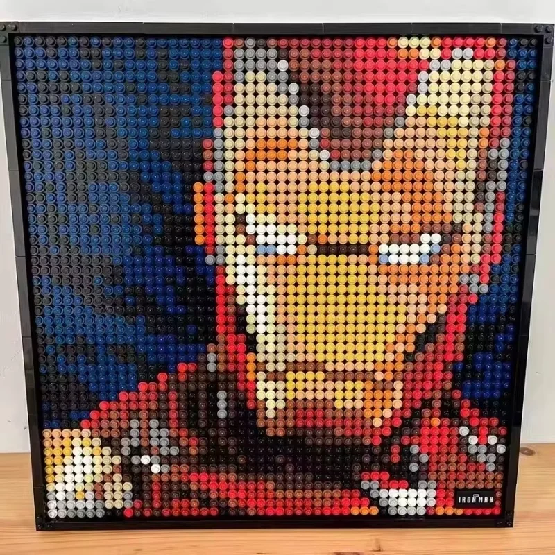 جديد حار جدار ديكور صور Marv الرجل الحديدي والرجل العنكبوت اللبنات الطوب لغز لعبة هدايا للأطفال مع إطار الصورة #2