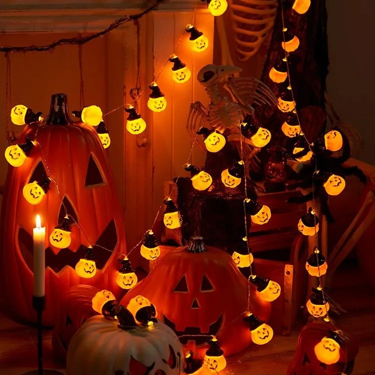 Halloween Dekorationen Lichter Kürbis Lichterketten Kürbis Laterne Lichter Halloween Home Party Hof Wandt ür Dekor Lichter – Detail 9