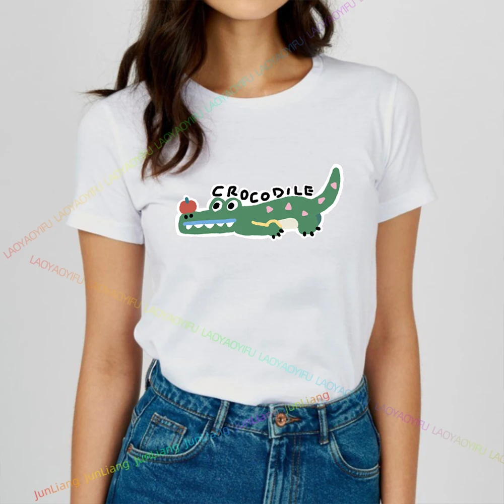 Fashion The Crocodile Is Tired and Will Lie Down for a While 100% Cotton Short Sleeve Tee Graphic T Shirts Men T-shirt Tshirt