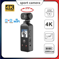 4K HD Pocket Sports Action Camera Wifi 270° Rotatable Len Action Cam with 30M Waterproof Case for Helmet Travel Bicycle Driver