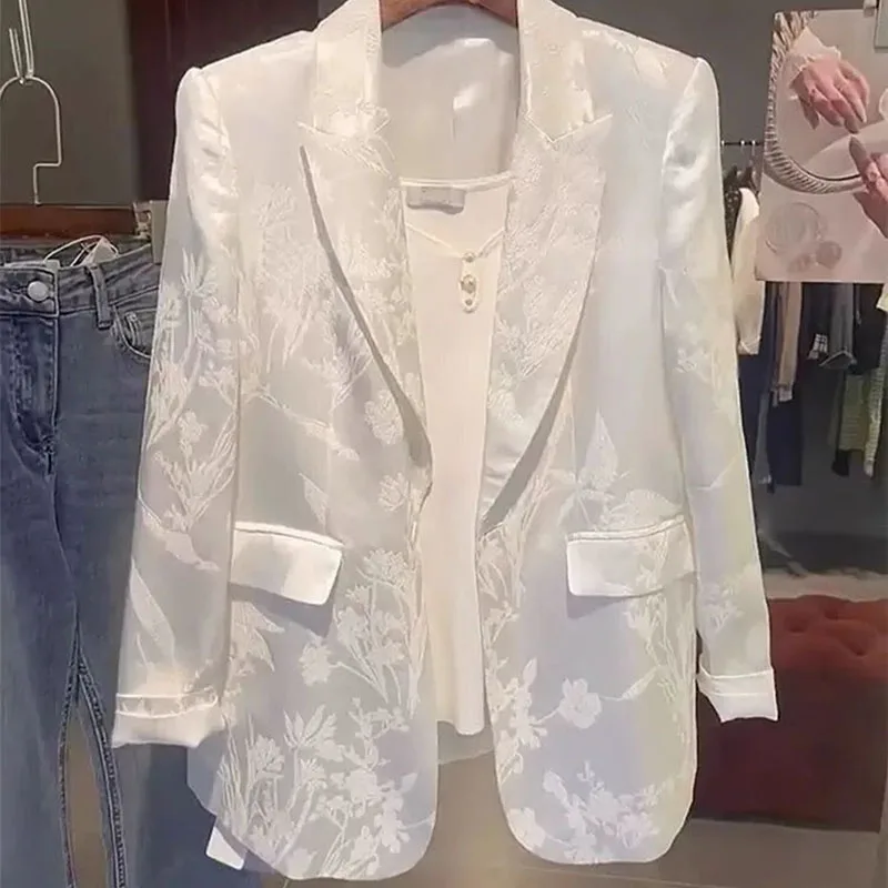 Blazer Jacquard di nuova moda donna 2024 primavera Casual giacca ampia Y2K Ladies Luxury Elegant Office Ladies blazer Outwear