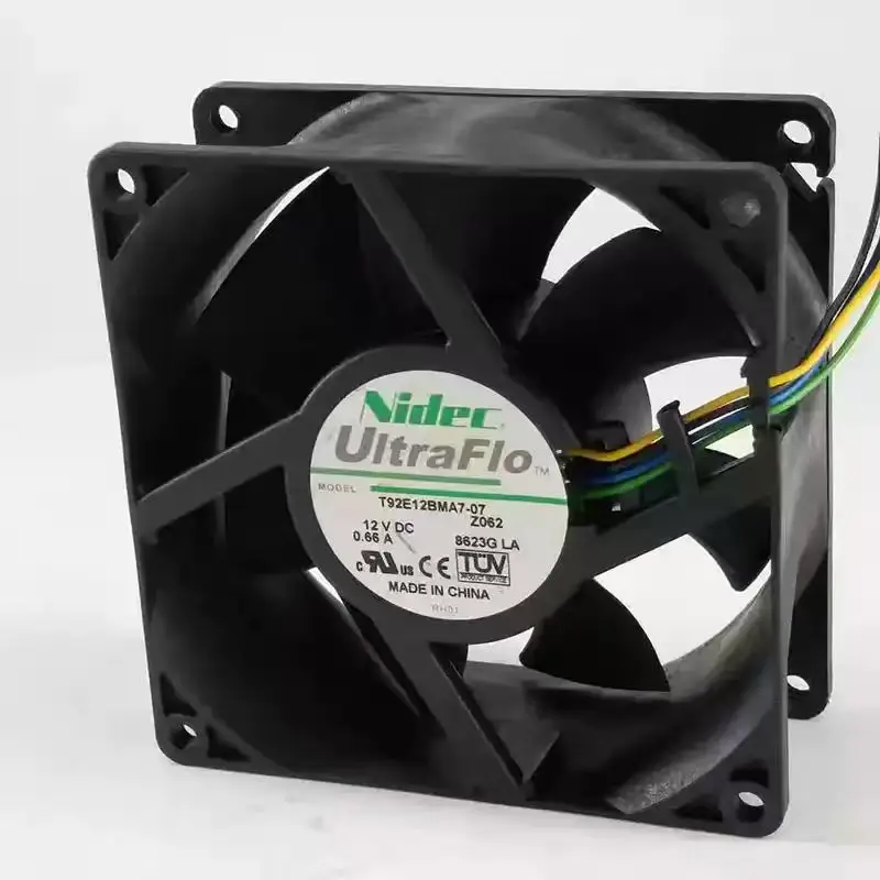 Ventilateur de refroidissement SLIDER T92E12BMA7-07 DC 12V 0.66A 9238 PWM, ventilateur axial d'extraction haute vitesse 92x92x38mm pour serveur, mineur, onduleur