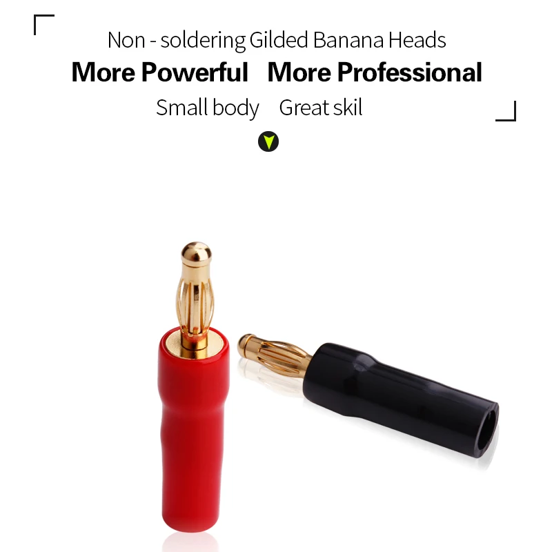 YYTCG 8 шт. 4 мм банановые заглушки позолоченный динамик разъем адаптер аудио провод разъем 1 пара черный и красный в силиконовой трубке