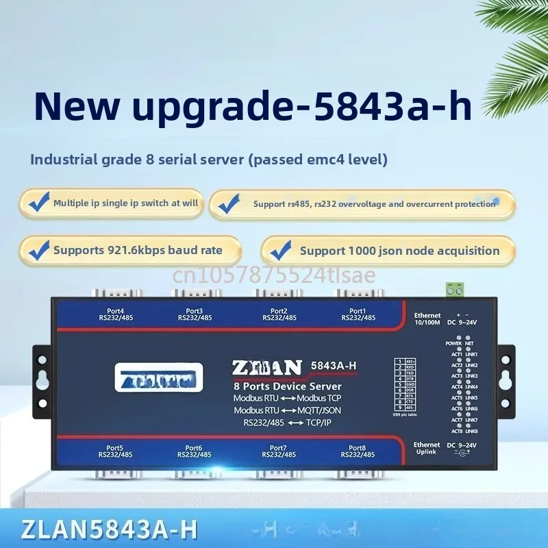 8 خادم تسلسلي 8 RS485/232/422 متعدد المسلسل إلى بوابة إيثرنت Modbus MQTT/JSON وحدة RTU إلى TCP الاتصالات الصناعية