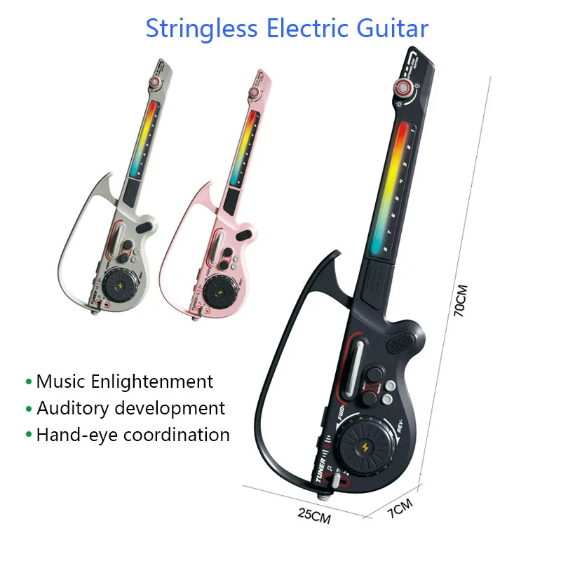 

Smart Stringless Electric Guitar Foldable DJ Music Mixer Portable DJ Guitar with Ambient Light Bluetooth Connectivity for Kids