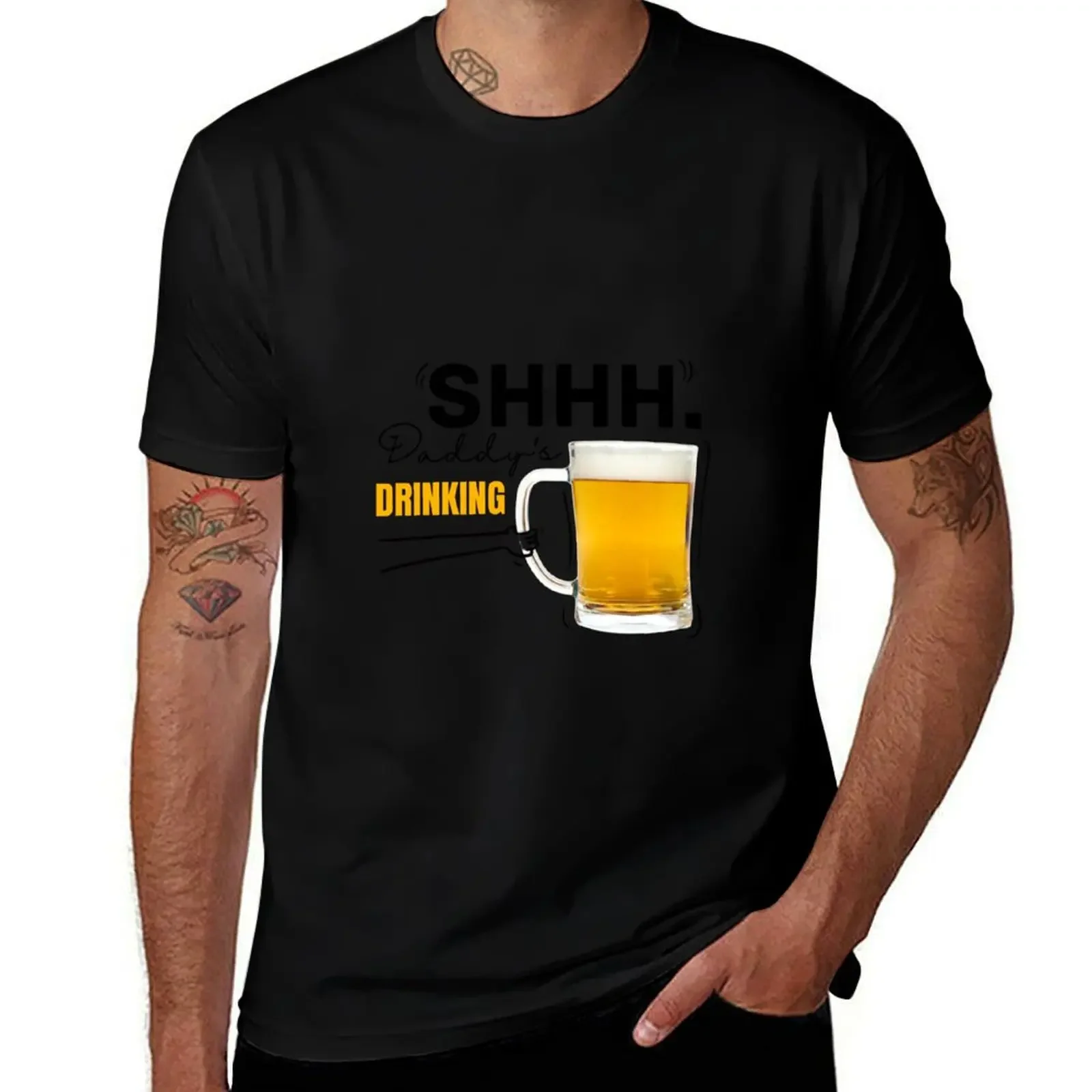 Shhh. Daddy’s Drinking T-Shirt plain funny gifts men tshirt