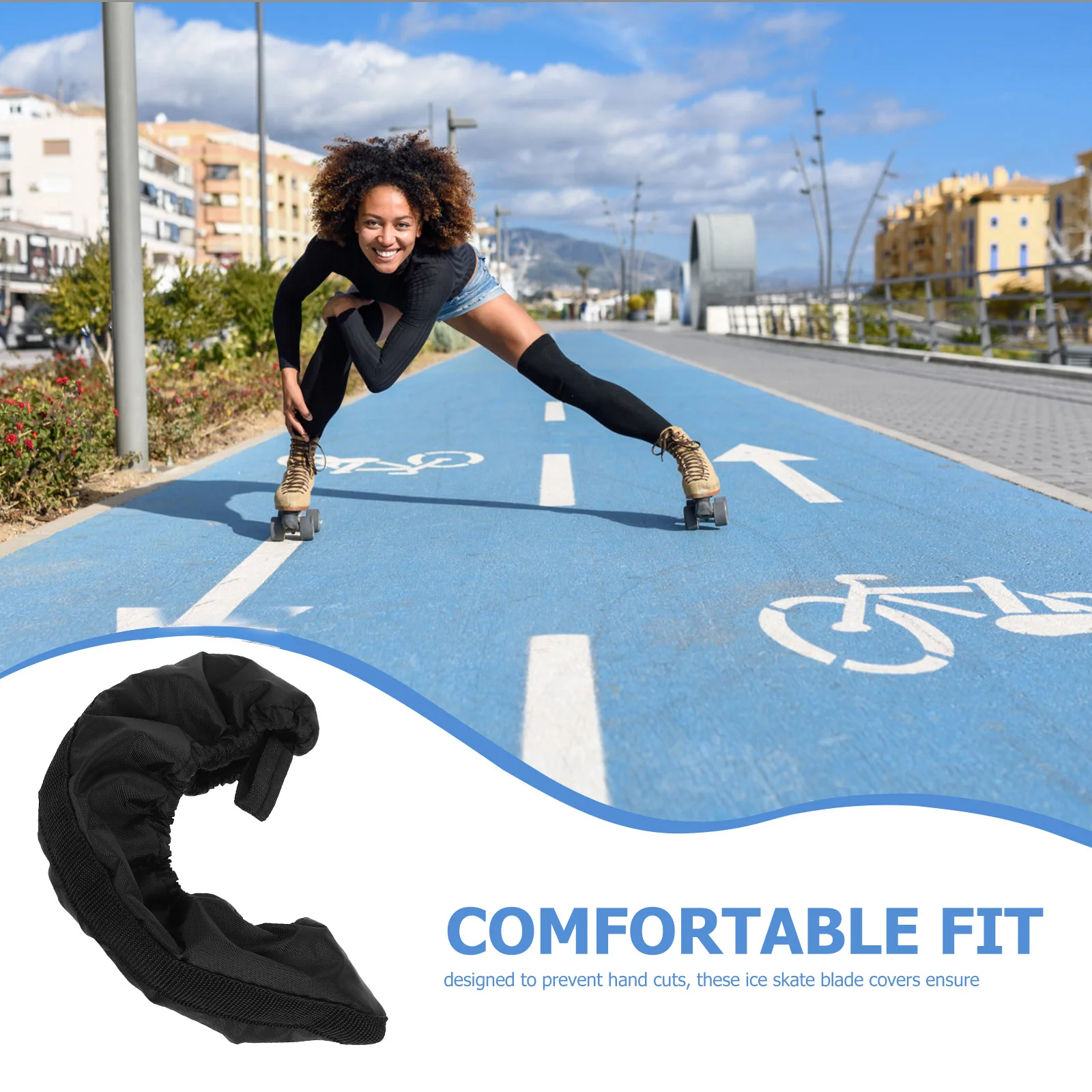 زوج واحد من أغطية شفرات التزلج على الجليد القابلة للتعديل، واقيات حماية ناعمة ومتينة، مريحة مناسبة لزلاجات الهوكي والهوكي