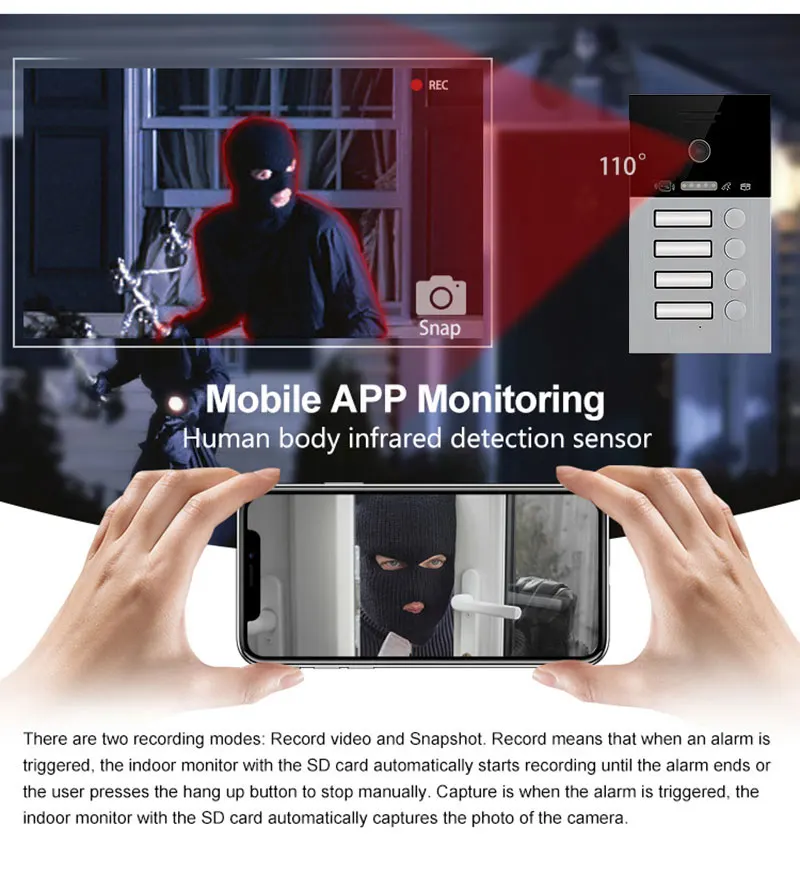 Tuya Smart Sistema videocitofonico IP digitale da 7/10 pollici con interruttore POE per videocitofono per 4 appartamenti con sblocco scheda IC