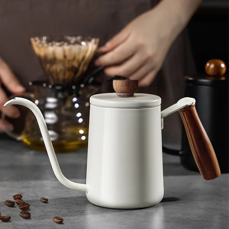 

304 Stainless Steel Long Spout Coffee Pot Hand Drip Kettle with Heatproof Wooden Handle Turkish Coffee Pot