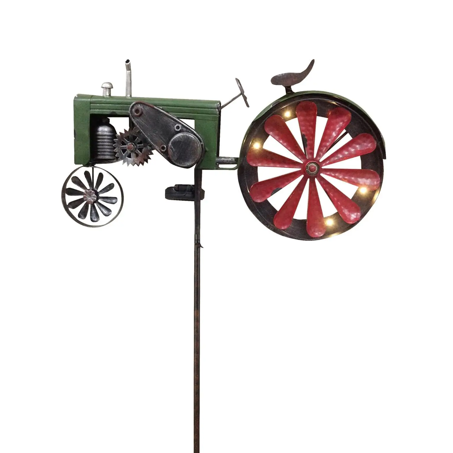 Red Carpet Studios Wind Spinner Vintage Garden Stake Yard Art, 21" x 63", en Tractor
