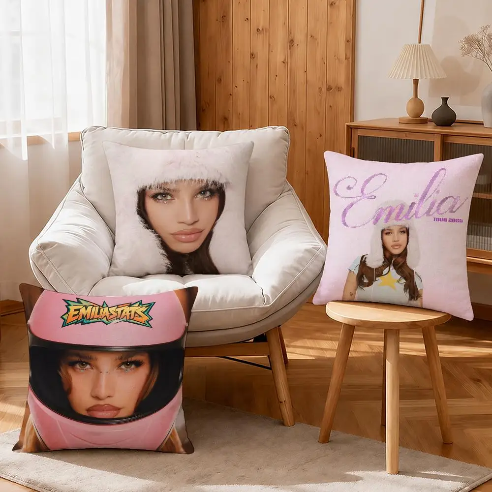 Anime Emilia (Re:Zero) Cushion Cover Linen Anti-Mite Antibacterial Cushion Cover Invisible Zipper Sofa Decor