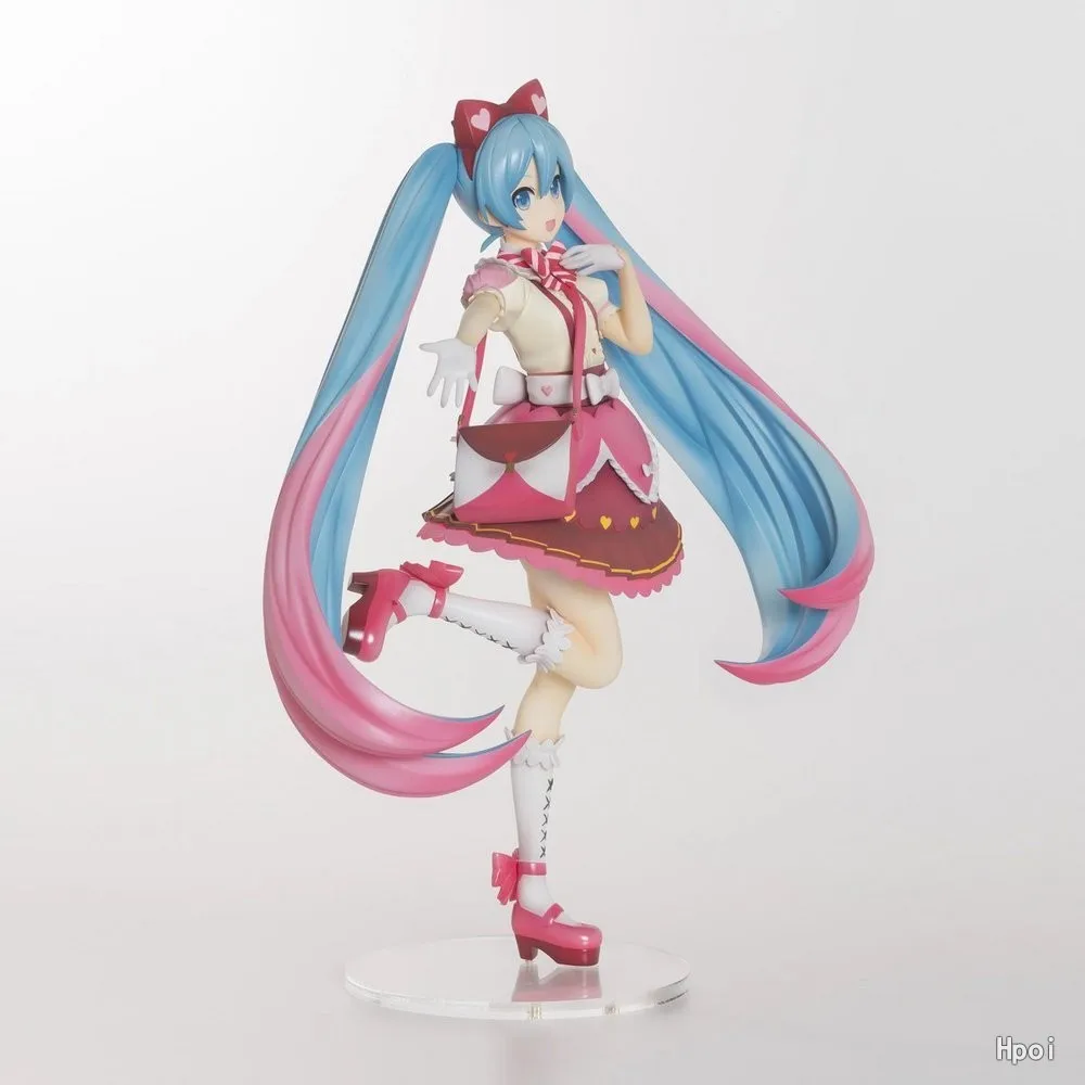 애니메이션 하츠네 미쿠 로리타 원피스 업 스탠딩 리본 x 하트 모델 장난감 선물, 어린이 컬렉션 PVC 액션 피규어, 22cm