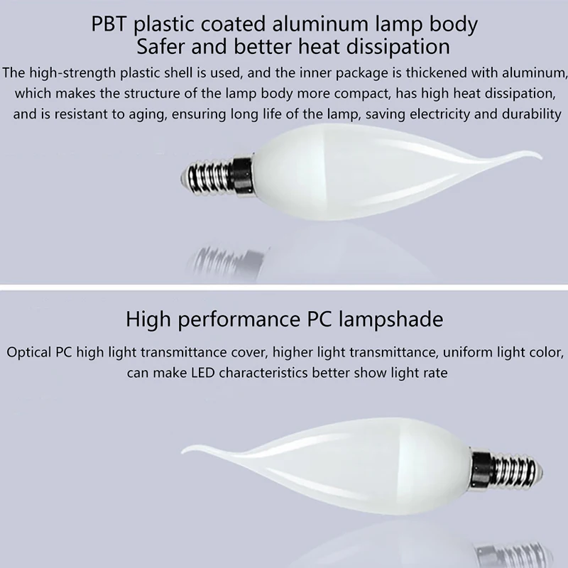 E14 E27 LED Candle Bulb AC 220V Led Candle Bulbs 5W Lamps Decoration Light Warm/White Energy Saving For Home