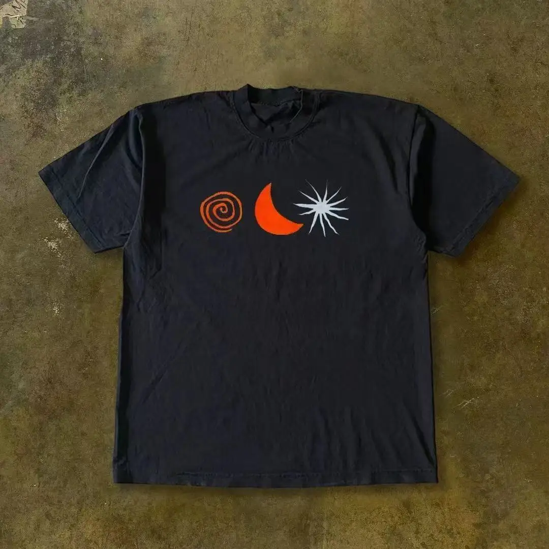 

Свободная футболка с короткими рукавами и короткими рукавами в американском стиле ретро с принтом High Street, большой размер из чистого хлопка, летний топ