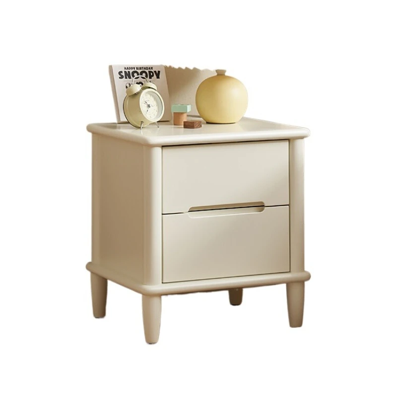 

Solid wood children's bedside table, white cream wind bedside table, small storage cabinet