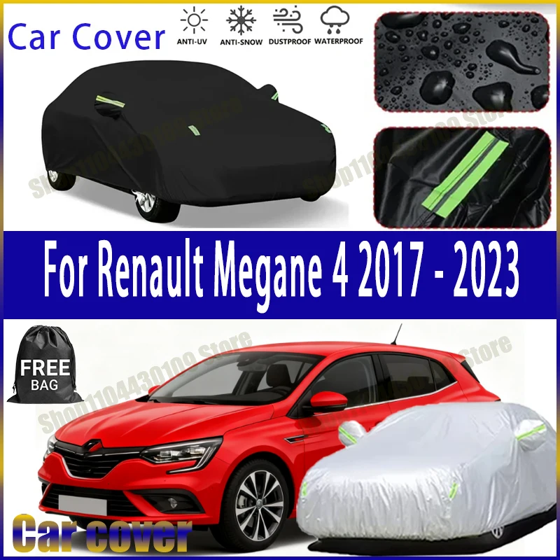 

For Renault Megane 4 2017-2023 Car Covers with Reflective Strip Anti Corrosion Sun Rain Snow Wind Protection Dustproof UV