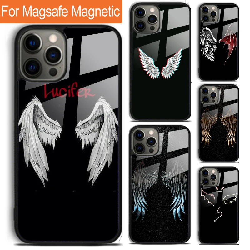 American TV Lucifer Angel Phone Case For iPhone 16 15 14 13 12 11 Pro Max Plus Magsafe Magnetic Wireless Charging Cover