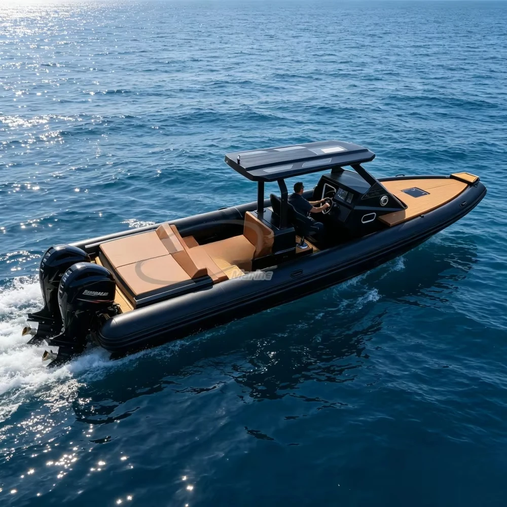 Durable CE 10.5m Inflatable RIB Boat with Deep V Aluminum Hull  Power Recreation Orca Hypalon Cabin Family Leisure Yacht