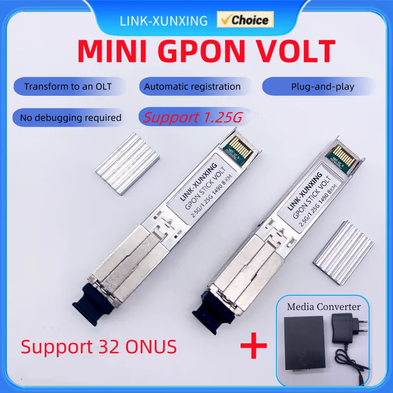 MINI GPON OLT Stick VOLT Modular SFP+ OLT 1.25G optical module support 32onus plug-and-play One module OLT SFP optical module