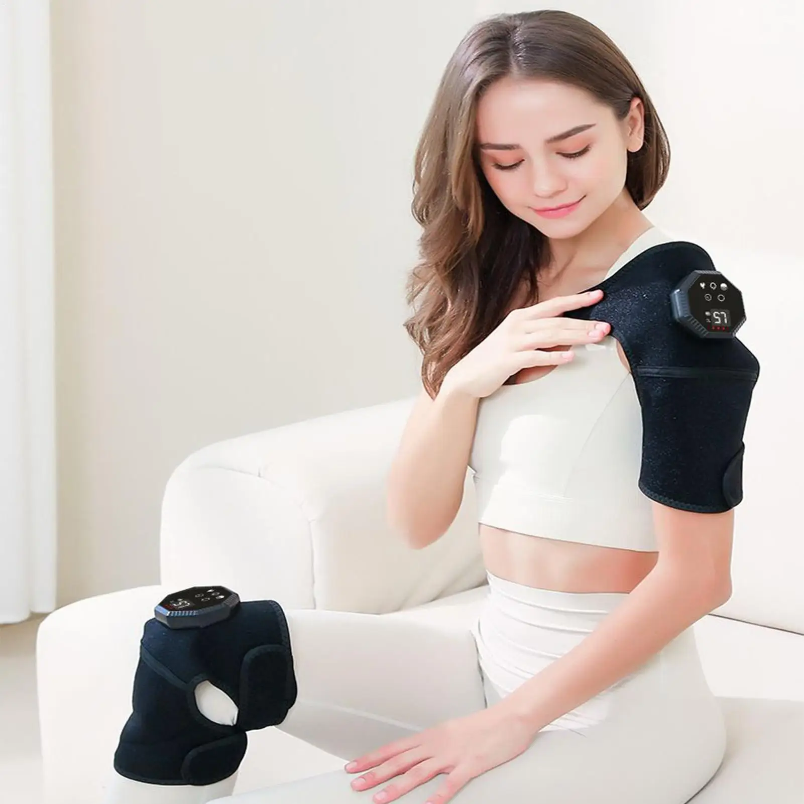 

Heated Knee Massager Cordless Wrap Brace 5 Vibration Modes Knee Heat Massager With Adjustable Strap For Women Grandma Grandpa