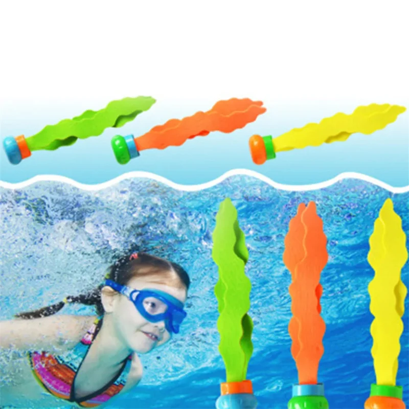 

3Pcs Diving Seaweed Shape Swimming Pool Toy Colorful Sinking Underwater Fun Toys for Kids Dive Training and Retrieve