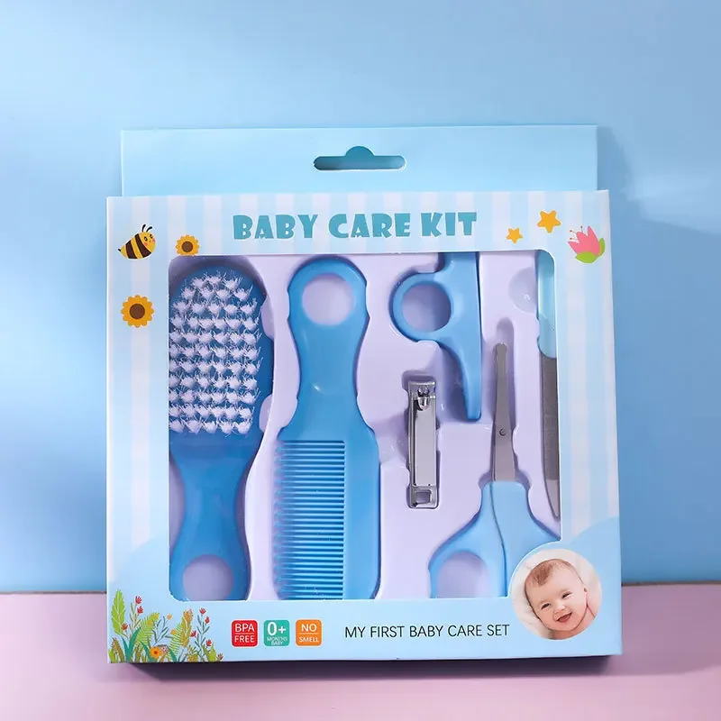 6pcs/Set Newborn Baby Nail Hair Daily Care Kit Infant Kids Grooming Brush Comb and Manicure Home Set Baby Accessories