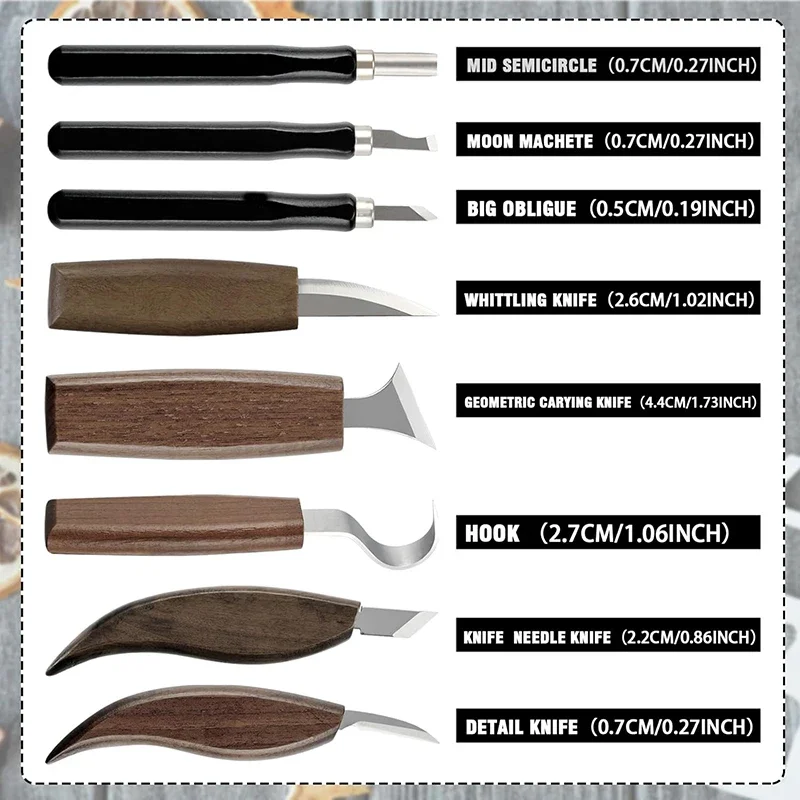Wood Carving Kit 17Pcs Wood Carving Tools For Beginners Adults Whittling Tools Set For DIY Crafts Hobbies Woodworking Projects