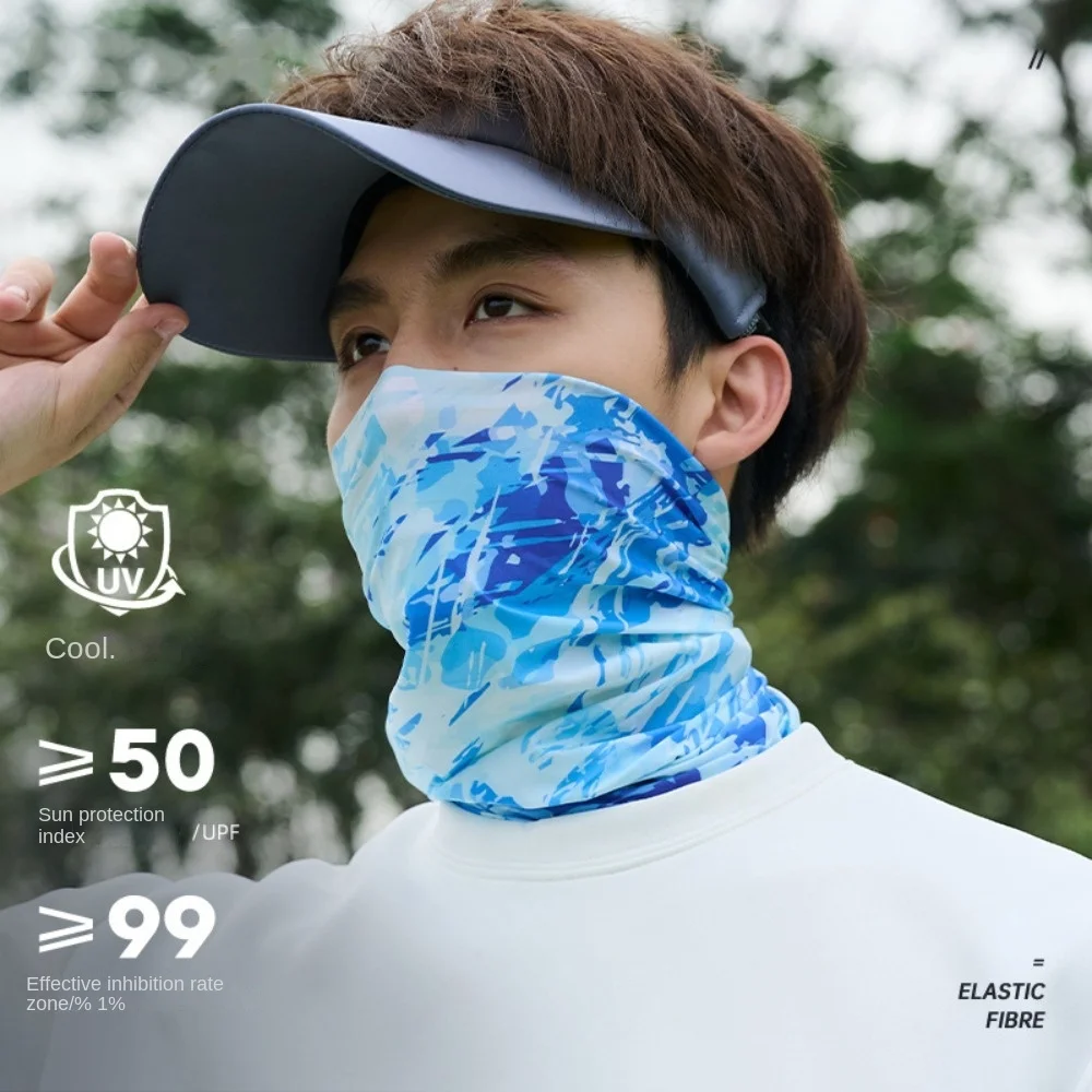 

Scarves Ice Silk Sunscreen Face Mask UV Protection Natural Scene Riding Mask Elastic Breathable Sun Protection Face Cover Sports
