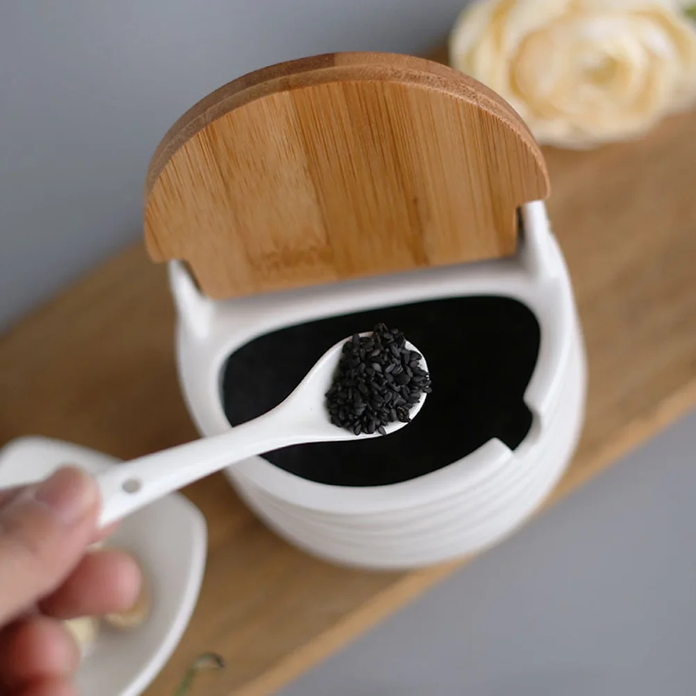 

Seasoning Container Premium Ceramic Material Functional Design for Cooking Essentials Storage Condiment Holding Pot