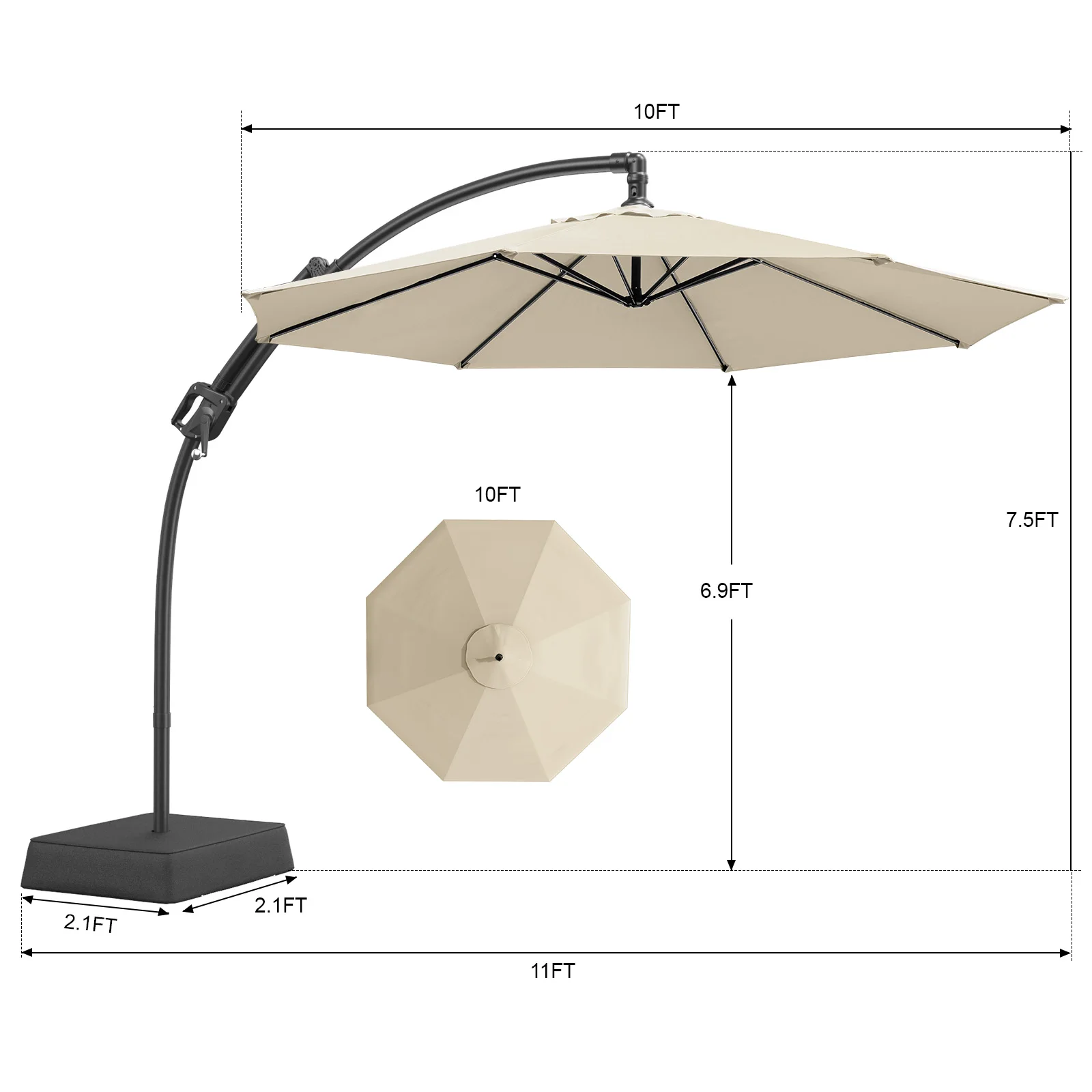 Outdoor Patio Umbrella With Base Includeds, 10 FT Patio Umbrella With Stands Wind And Weather, 240G/M2, UPF50+