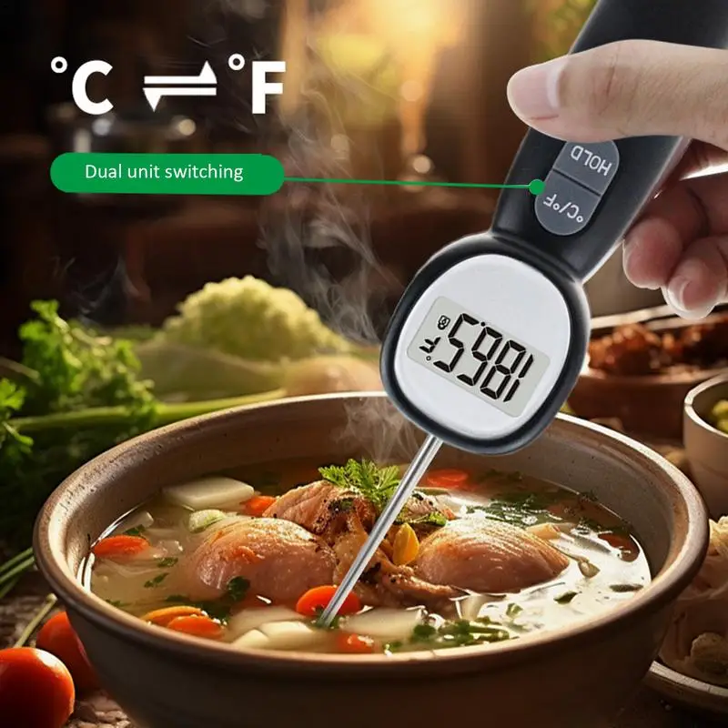 Termometer makanan Digital, pengukur suhu memasak bening Digital, pemeriksaan makanan daging baca instan, termometer Oven aman untuk BBQ