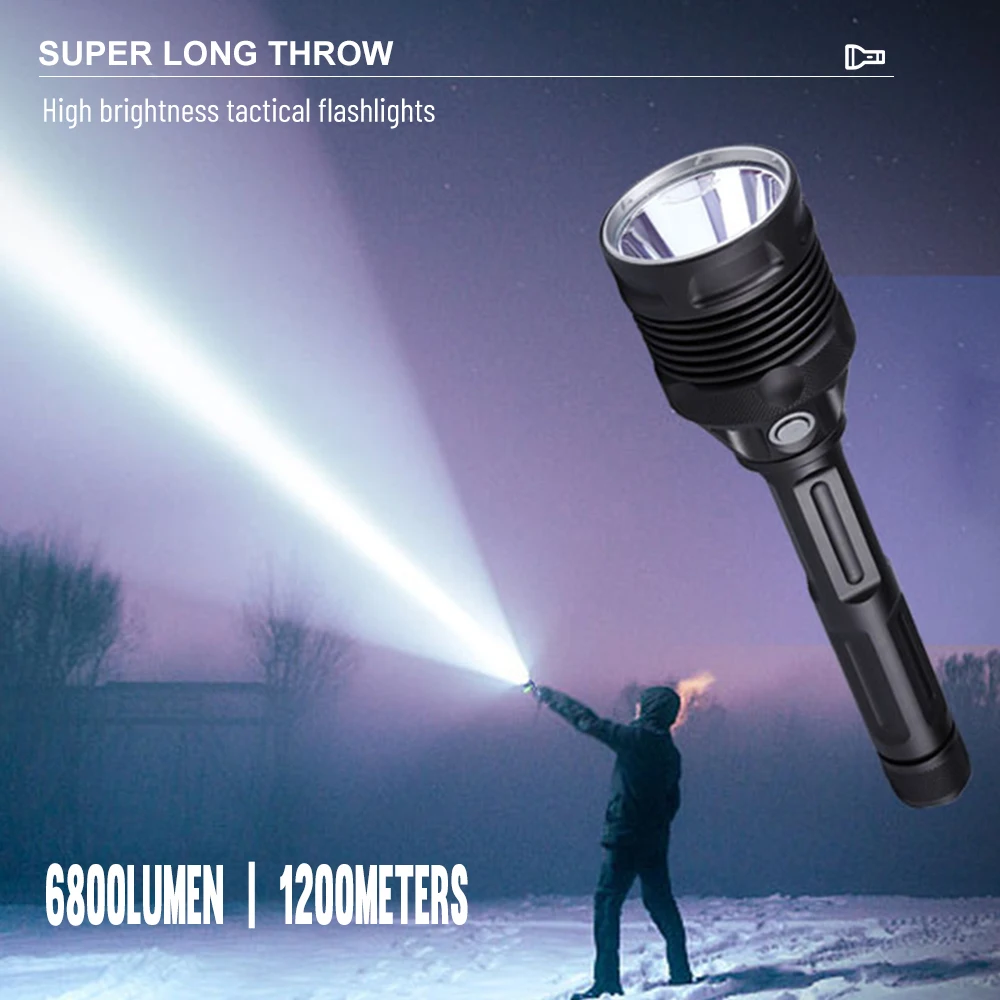 Jetbeam SBT90 LED 6800LM 1200M Range Tactical Flashlight High Brightness Torch IPX8 Waterproof Lamp SOS Light