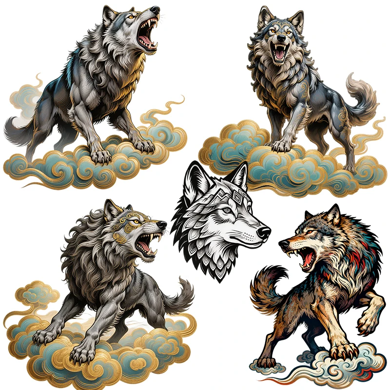 Three Ratels CD282 Wild wolves in the clouds Nostalgic art wall stickers for home decoration Personalized car decals