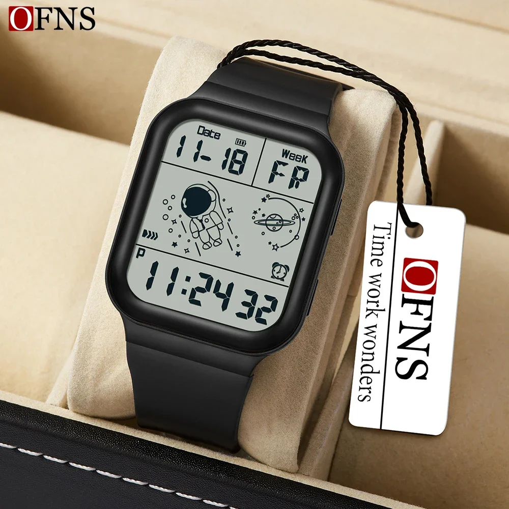 OFNS 6052 New Fashion Trend Single Display Electronic Waterproof Watch Square Astro Men's and Women's Youth Watch