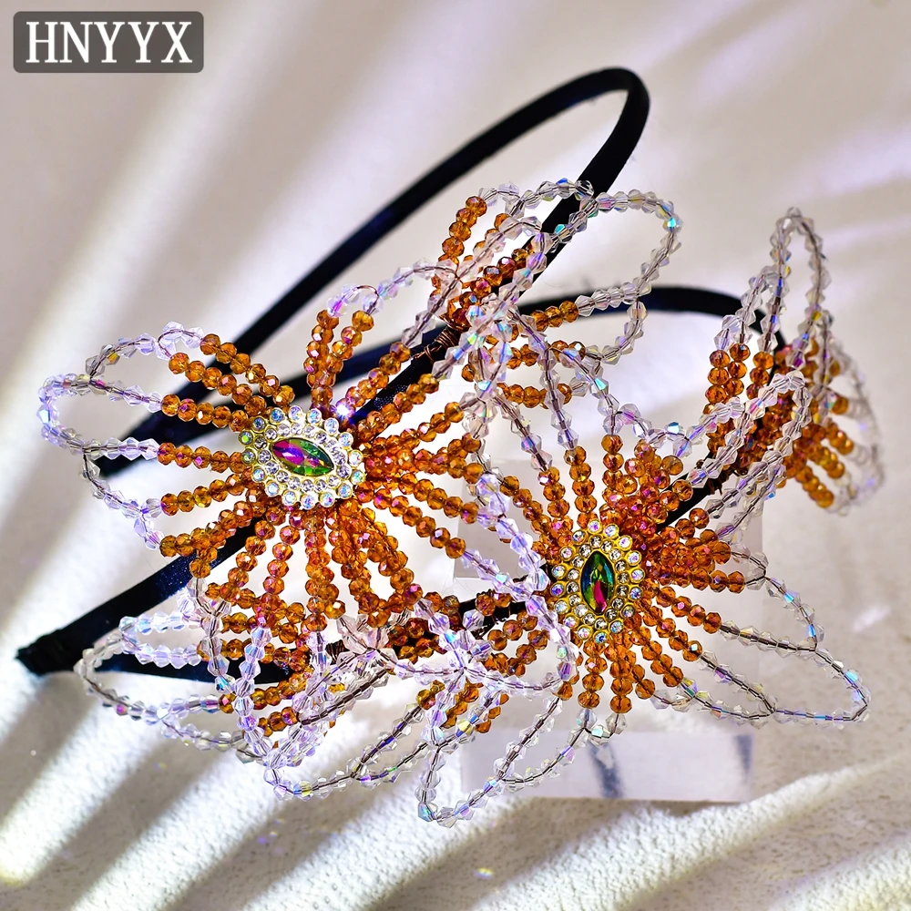 

HNYYX Luxury Crystal Headband Double-layered Handmade Hairband Elegant Party Hair Hoop Bridesmaid Jewelry Hair Accessories A35