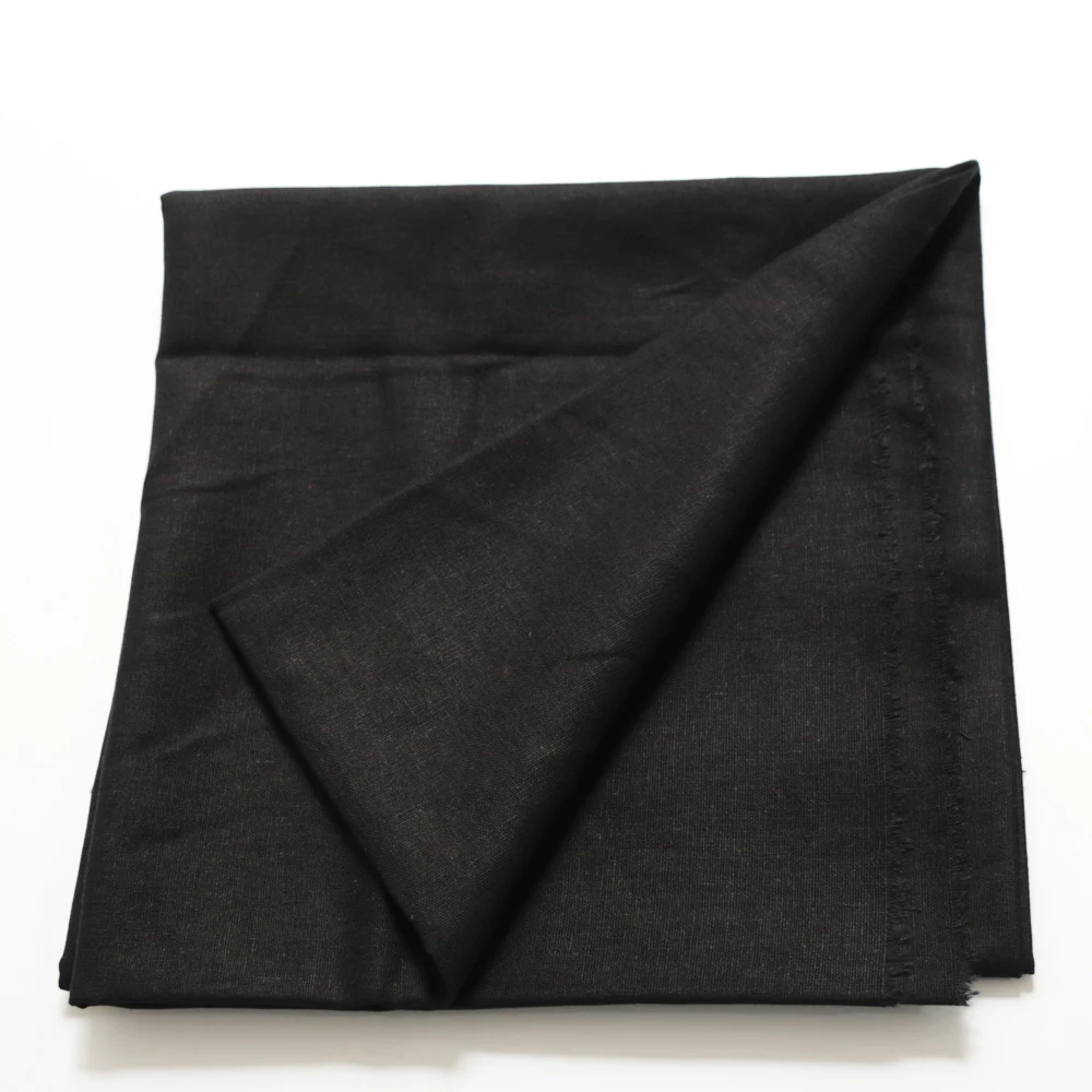 100*140cm natural flax linen material for clothing cotton linen textiles soft black fabric tecido