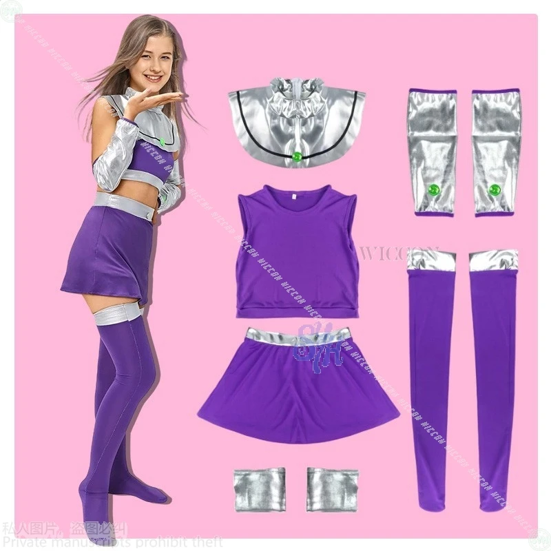 أنيمي Teenttan تأثيري ستار بنات النار زي الأرجواني البنطال القصير فستان قصير Y2K معركة موحدة جيراي كي الشرير هالوين الزي