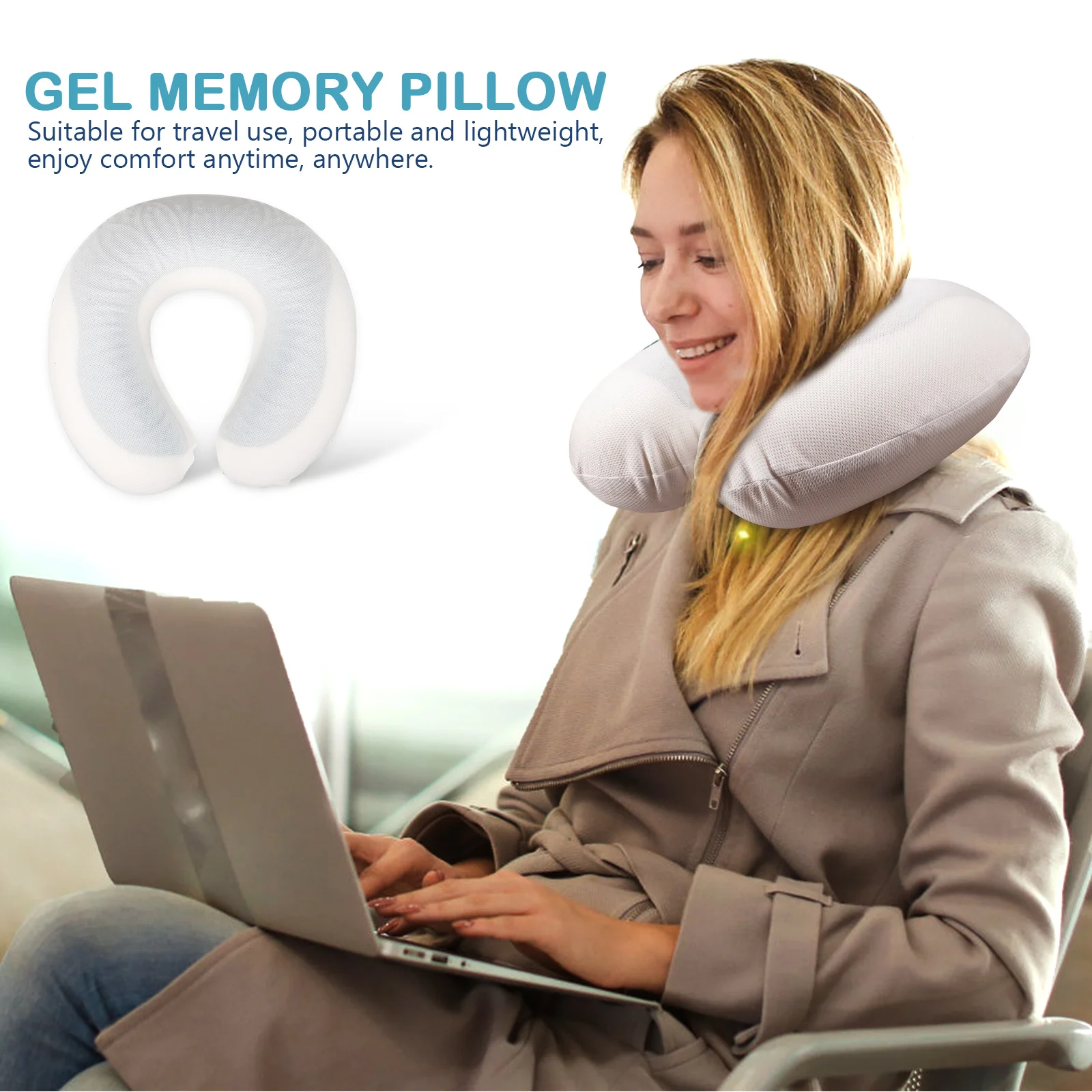 

Cool Gel Pillow U-shaped Travel for Sleeping Massage Spa Neck Pillows For Sleeping Travel Car Office Airplane Pillows Summer