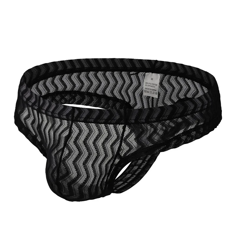 

Mens Underwear Striped Youth Lace Transparent Sexy Thong