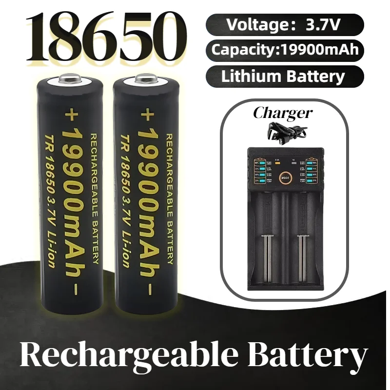 

Original 18650 Lithium Battery 3.7V 19900mAh Rechargeable Batteries for Flashlight Torch LED Light + 201 Charger Kit