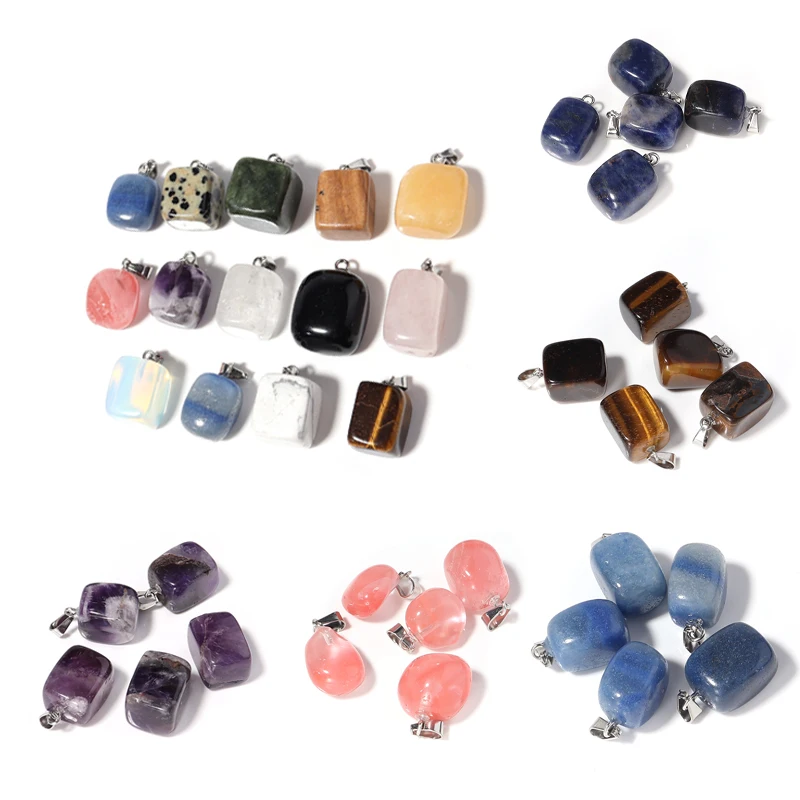 5pcs Natural Stone Irregular Shape Charms Pendants with Loop 14-16mm For DIY Jewelry Making Pendant Accessories Festivel Gifts