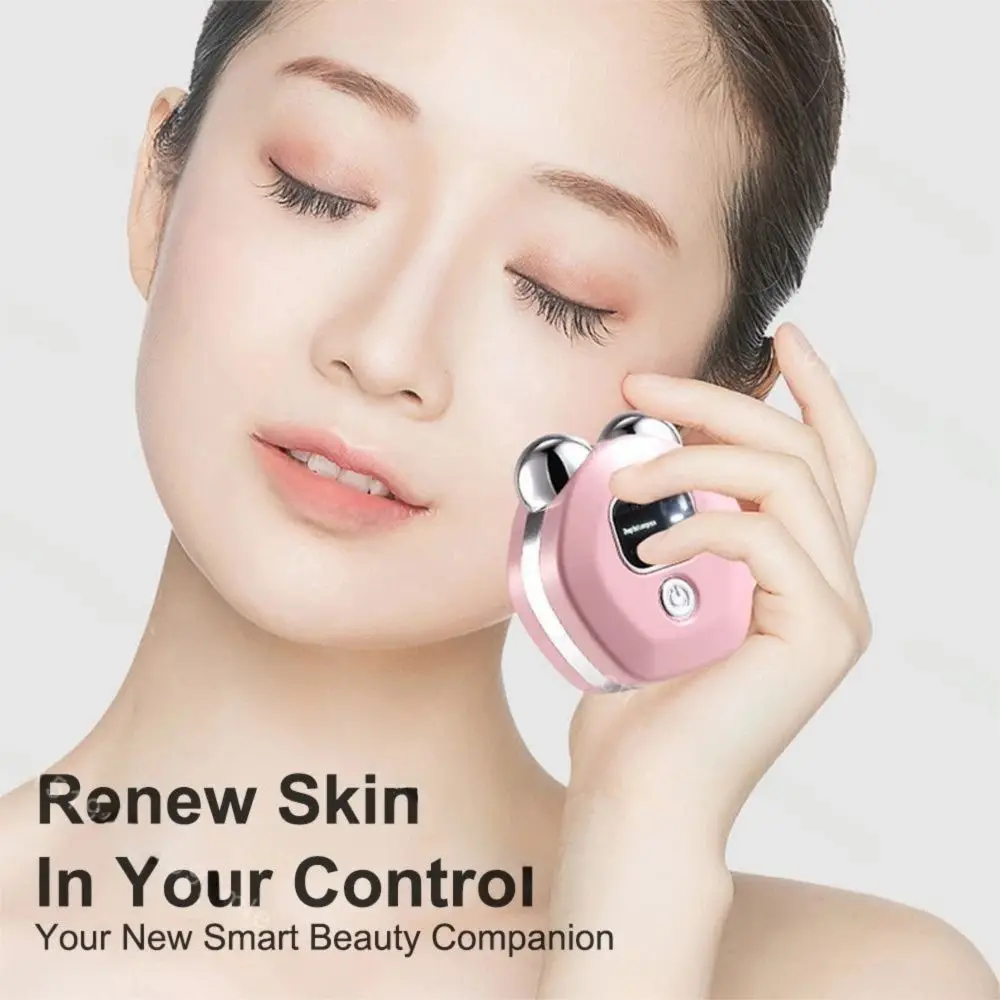 3 Levels Electric Facial Massager EMS Microcurrent Thermal Vibration V-face Lifting Roller Anti Wrinkle Digital Display