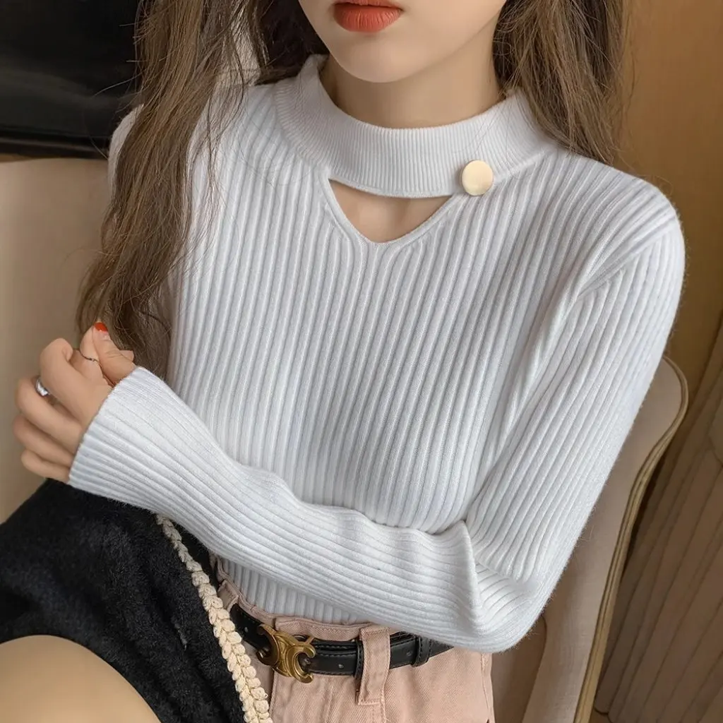

Women's Slimming Half Turtleneck Sweater High-Grade Top Autumn Winter Inner Wear Bottoming Shirt New Design