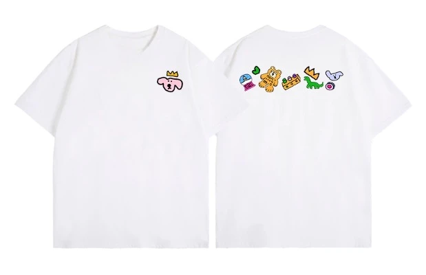 2025 Moda 100% cotone T-shirt neutra da uomo e da donna Cartoon Animal Pattern stampato T-shirt casual a maniche corte