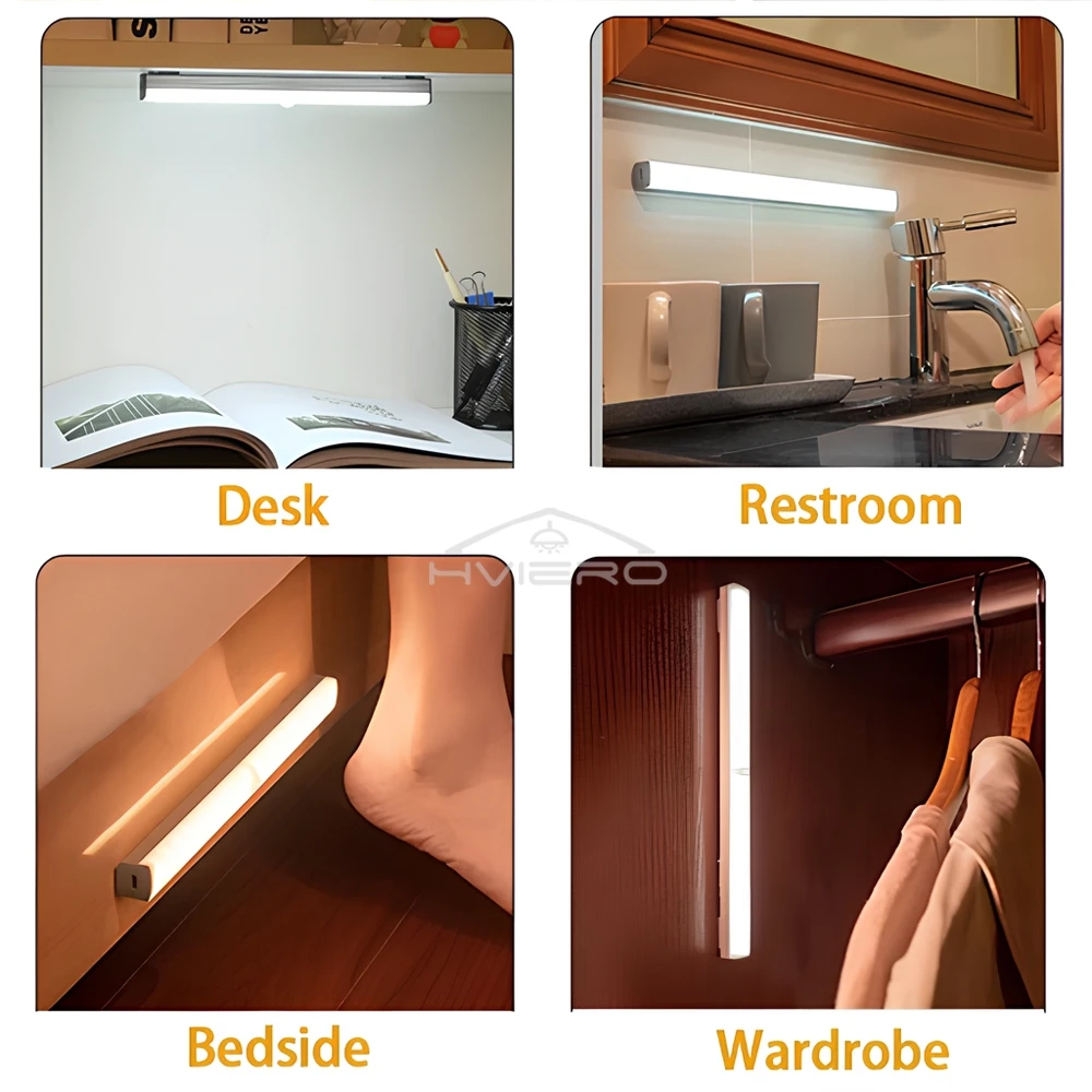 Wireless Motion Sensor Led Lamp Usb Rechargeable Night Light Kitchen Wardrobe Closet Living Decorative Lighting Smart Touch Bulb