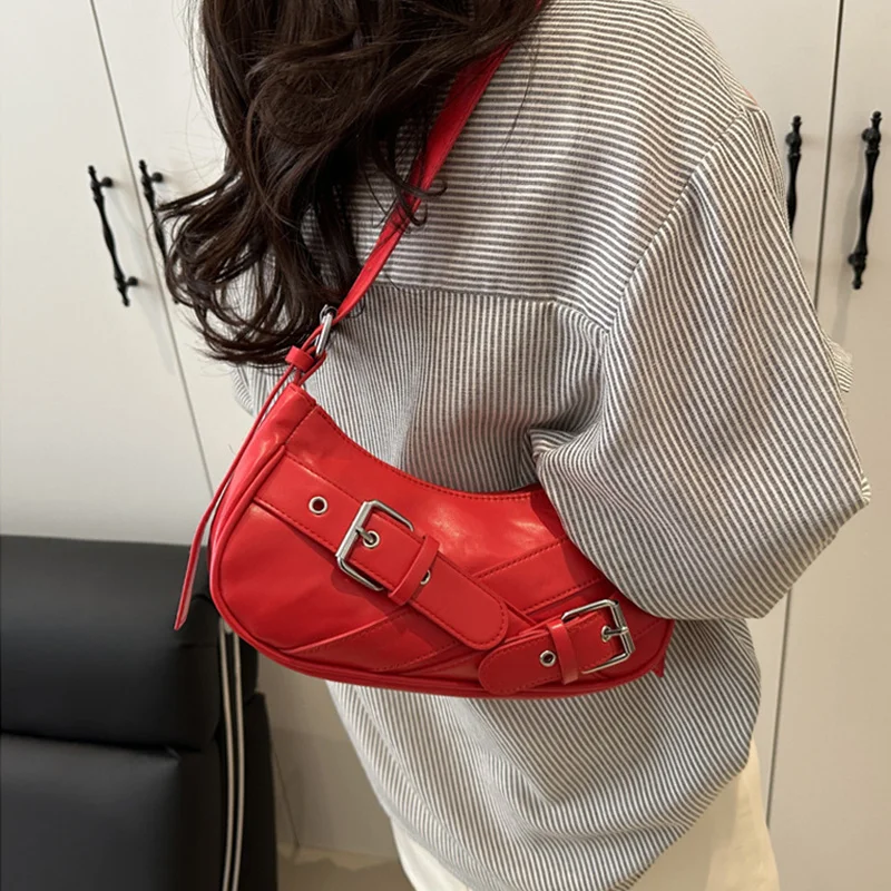 Y2K VintagePULeather WomenShoulderBag Small Crossbody Bag for Women Fashion Ladies Underarm Bag Clutch Purse Female Handbag view 4