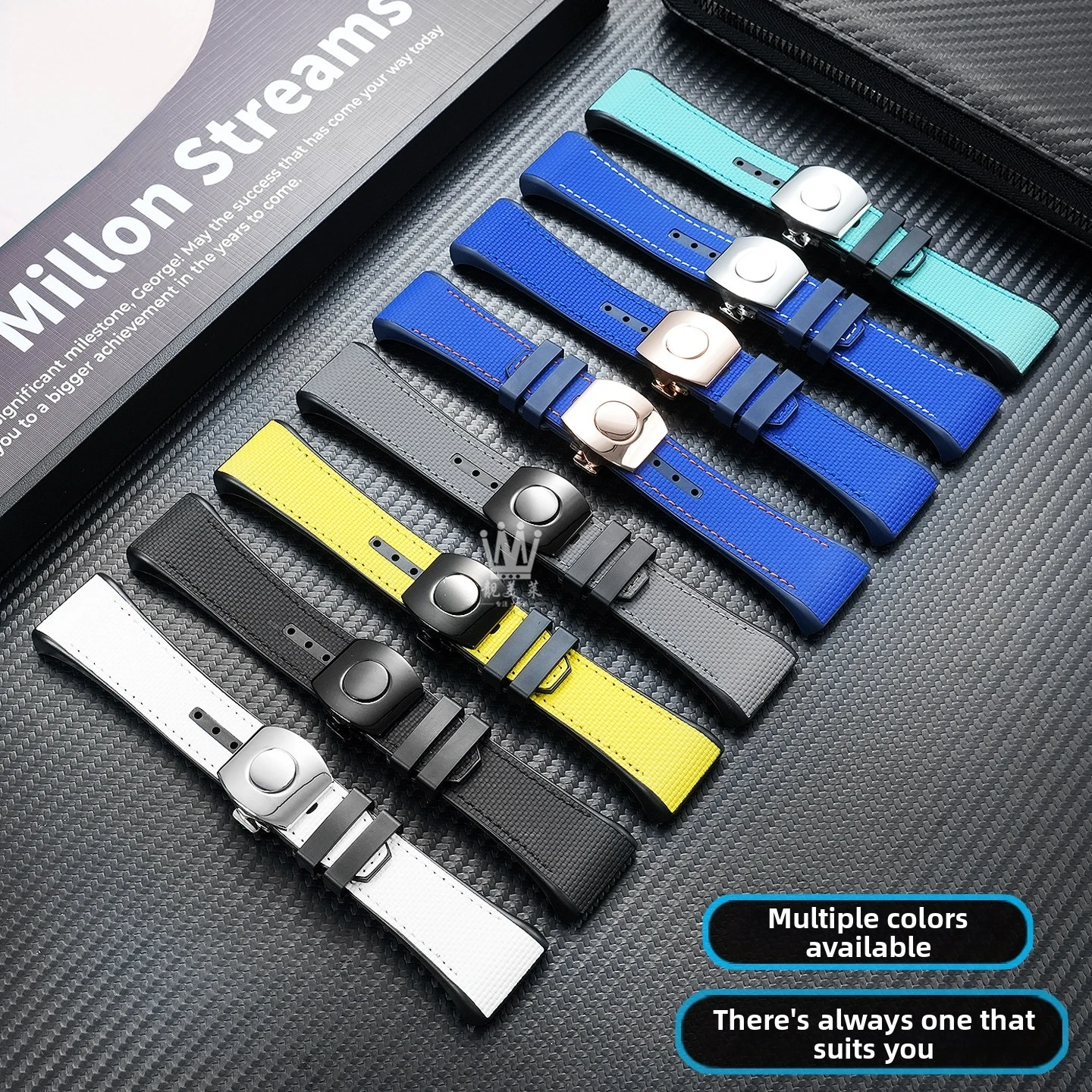 28mm Fluorine Rubber Watch Band for Franck Muller V45 Men's Replacement FKM watchband Black blue white gray wrist strap Bracelet