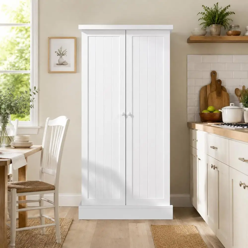 Armoire de cuisine avec portes et étagères, dimensions L x L x H cm, blanc