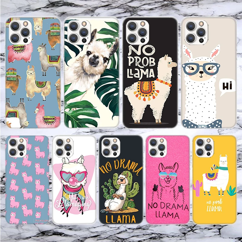 Lama Llama Alpacas Soft Phone Case For iPhone 16 15 14 13 12 11 Pro Max X XR XS 7 Plus 8 + SE 2020 Pattern Customized Cover 14 1