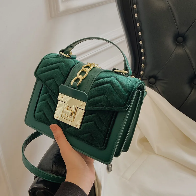 

Бархатный стеганый вечерний клатч для женщин 2025 года, регулируемый ремешок-цепочка, дизайнерская мини-квадратная сумка с верхней ручкой